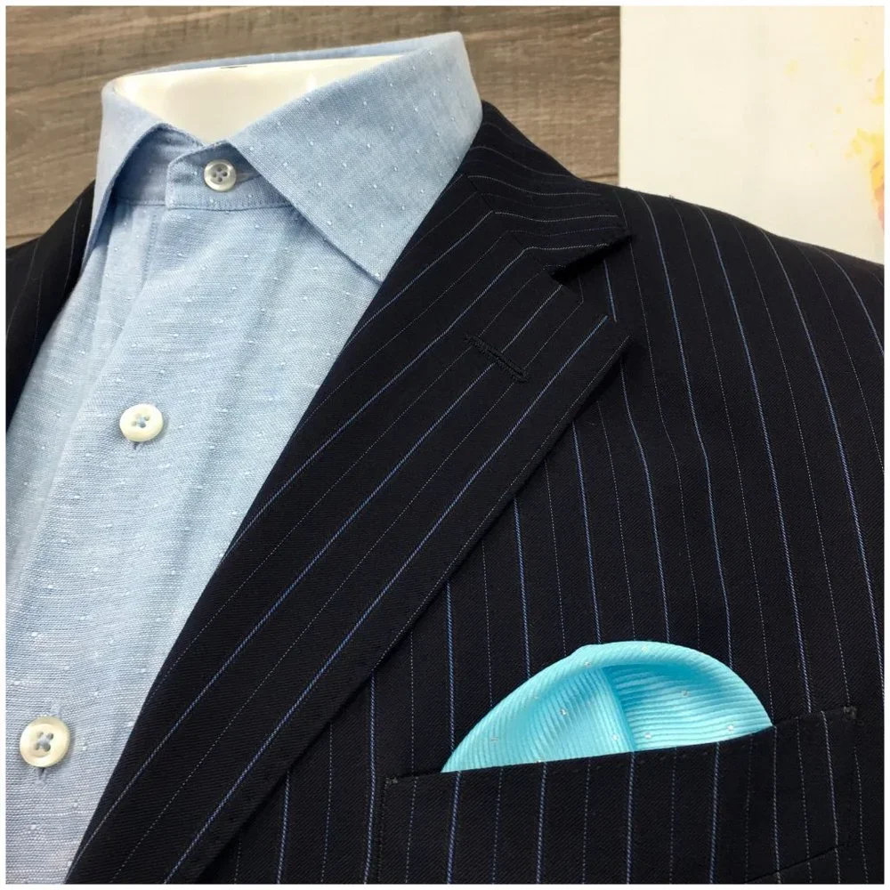 Lubiam 1911 Mens Two Piece‎ Suit Size 42L Jacket Blazer Pants Wool Casual Blue